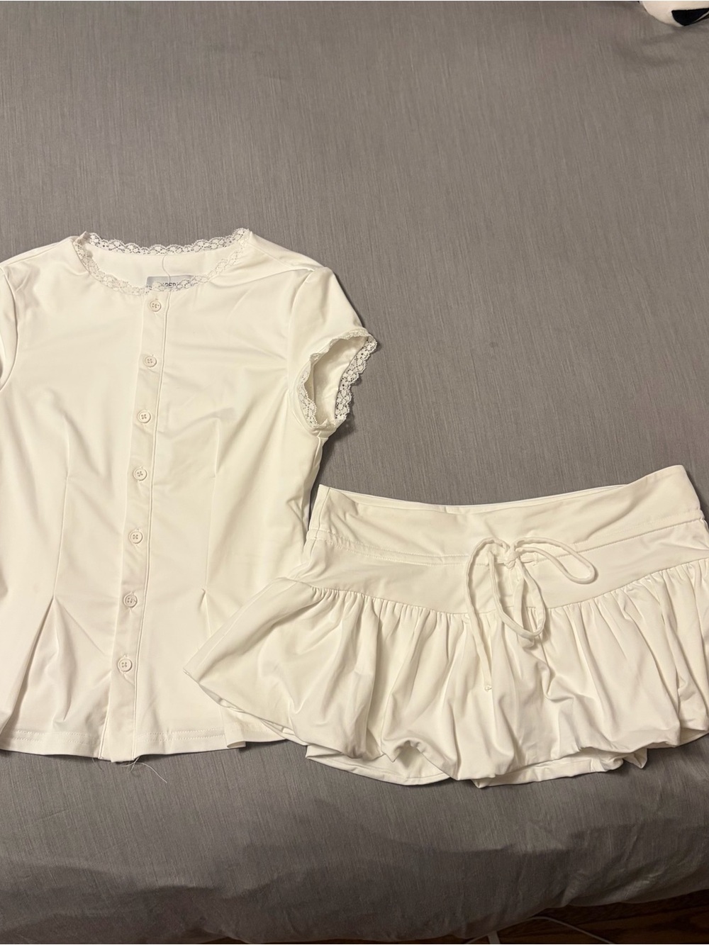 Peppermayo Landon Button Up Top (XXS) and Mini Skort (Small) Set, White - Picture 2 of 11
